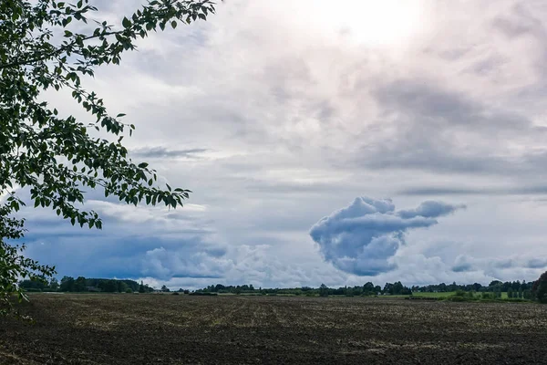 Niebieskie Zachmurzone Niebo Ciekawie Ukształtowaną Naturalną Formacją Chmur Które Wyglądają — Zdjęcie stockowe