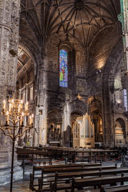 Büyük Jeronimos Manastırı Salonu 'nda boru orgu, Belem Bölgesi, Lizbon, Portekiz