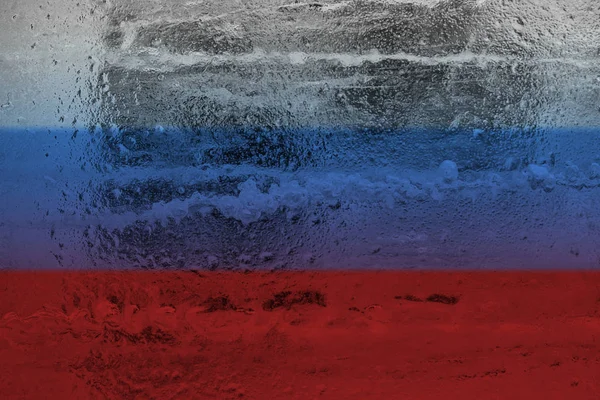 Ein eisiger Hintergrund in den Farben der russischen Flagge — Stockfoto