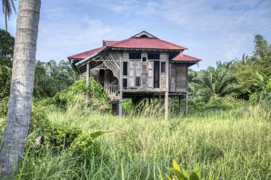 Çifte katlı terkedilmiş kulübe.