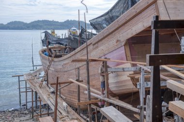 Ahşap tekne şantiyesi.