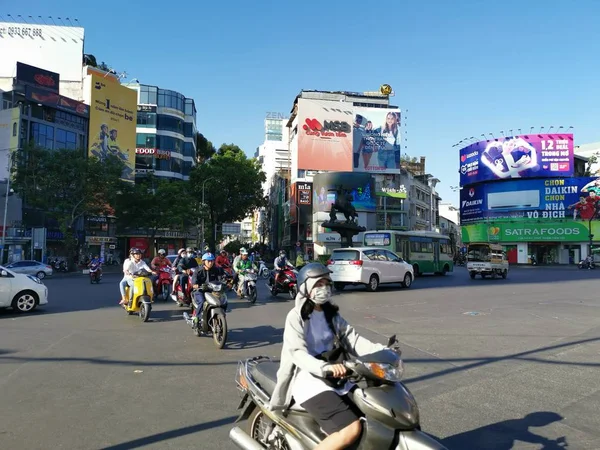 Chi Minh City Vietnam Diciembre 2019 Ocupada Vista Calle Muchos —  Fotos de Stock