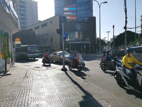 Cidade Chi Minh Vietnã Dezembro 2019 Busy Street View Lots — Fotografia de Stock