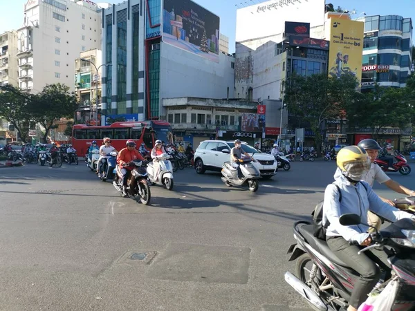 Cidade Chi Minh Vietnã Dezembro 2019 Busy Street View Lots — Fotografia de Stock