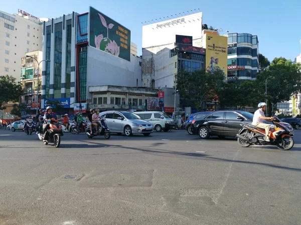 Chi Minh City Wietnam Grudnia 2019 Zajęty Widok Ulicy Wielu — Zdjęcie stockowe