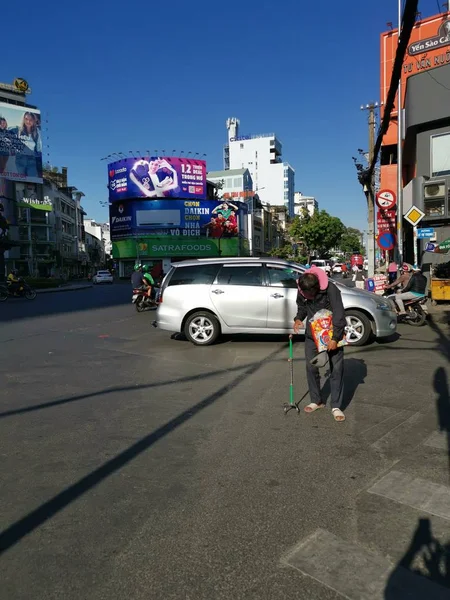 Chi Minh City Vietnam Dicembre 2019 Occupato Vista Strada Sacco — Foto Stock