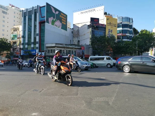 Chi Minh City Vietnam Dezember 2019 Geschäftige Straßenansicht Vieler Fahrzeuge — Stockfoto