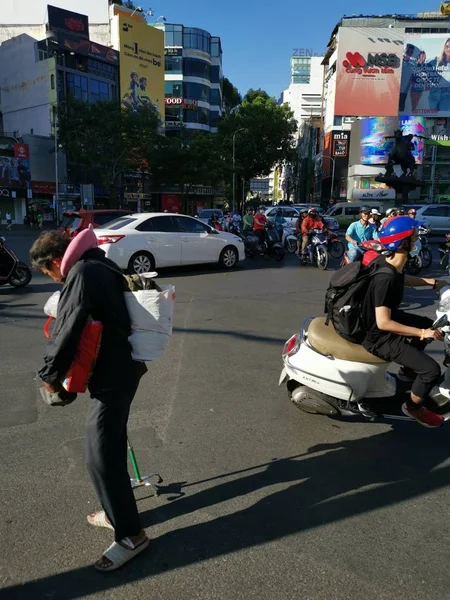 Chi Minh City Vietnam December 2019 Busy Street View Lots — 스톡 사진