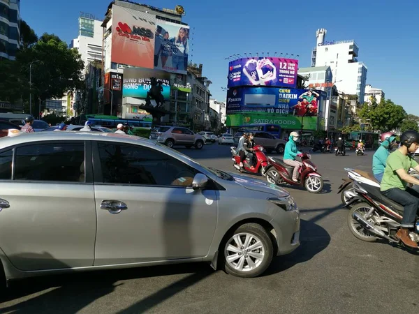 Cidade Chi Minh Vietnã Dezembro 2019 Busy Street View Lots — Fotografia de Stock