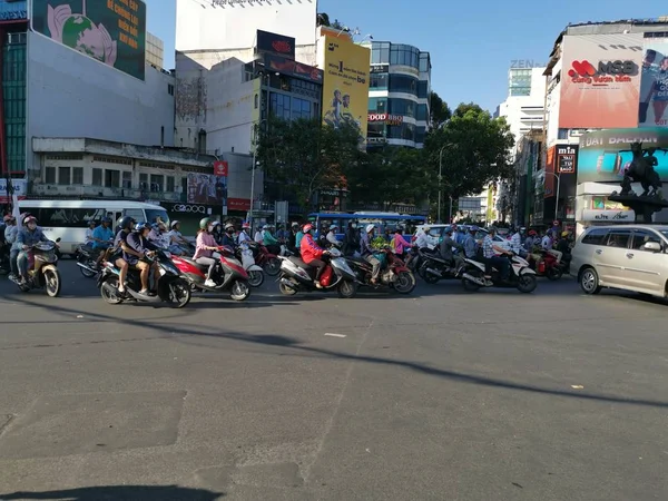 Chi Minh City Wietnam Grudnia 2019 Zajęty Widok Ulicy Wielu — Zdjęcie stockowe