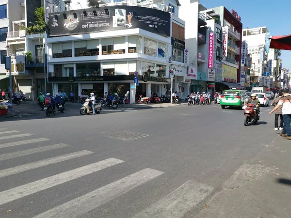 Chi Minh City Vietnam Prosince 2019 Rušné Ulice Pohled Spoustu — Stock fotografie
