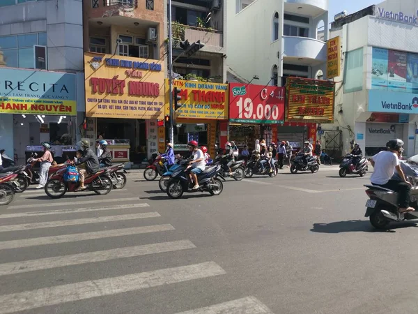Chi Minh City Vietnam Diciembre 2019 Ocupada Vista Calle Muchos — Foto de Stock