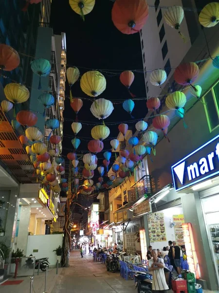 Dalat Vietnam December 2019 Scene Crowded Busy Night Marketplace Street — Stock Photo, Image