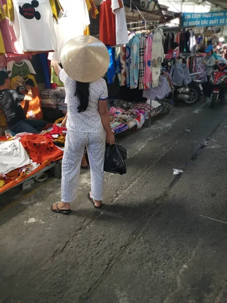 Chi Minh City Vietnam December 2019 Crowded Daytime Marketplace Street — 스톡 사진