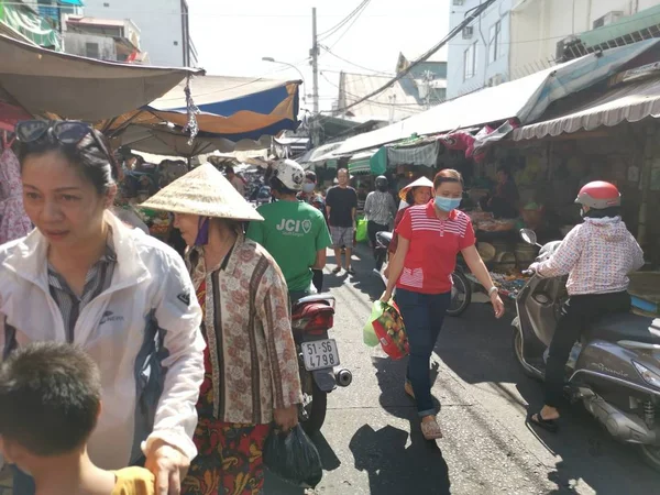 Chi Minh City Vietnam Dezember 2019 Überfüllter Marktplatz Tagsüber Mit — Stockfoto