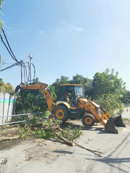 Perak Malaysia January 2020 City Municipal Worker Clearing Wood Blockage — Stock Photo, Image