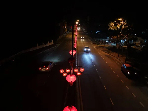 Calma Ontem Noite Cena Rua Rodovia — Fotografia de Stock