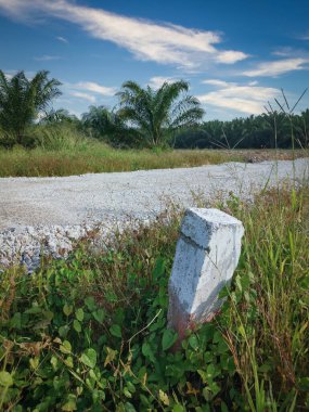 Yol kenarında Beton Kilometre İşaret Direği