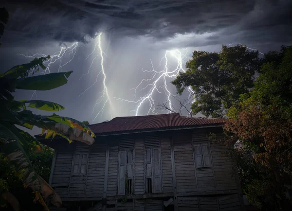 lightning and thunder at the old abandoned house