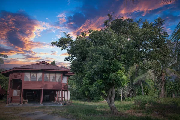 Bela Cena Céu Antiga Aldeia Malaia — Fotografia de Stock