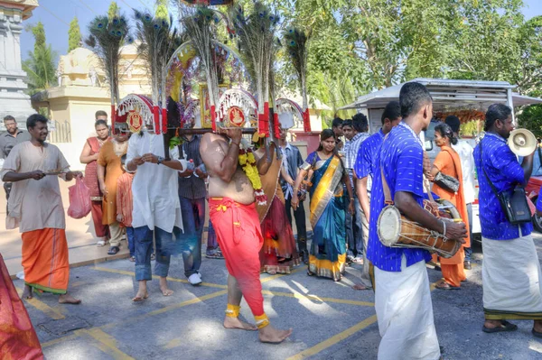 Perak Malesia Febbraio 2020 Devoti Personali Inidentificati Festival Thaipoosam Tempio — Foto Stock
