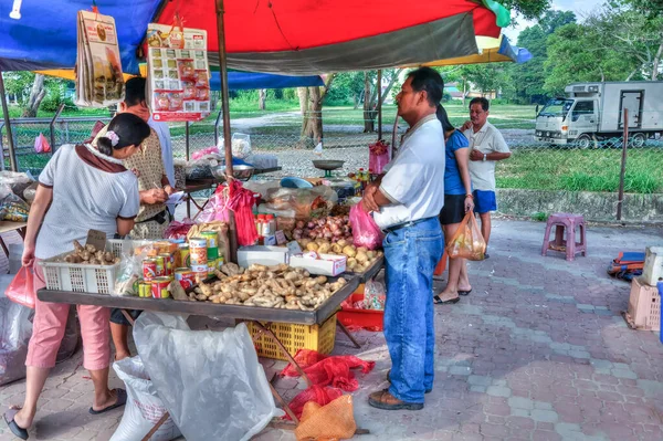 Perak Malaysia February 2020 Scene Asian Marketplace Street Crowded People — Stock Photo, Image