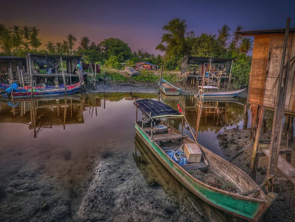 Hermoso Atardecer Pueblo Pescadores —  Fotos de Stock