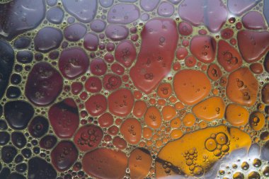 Suyun üzerinde yüzen yağ damlasının renkli sanatçısı