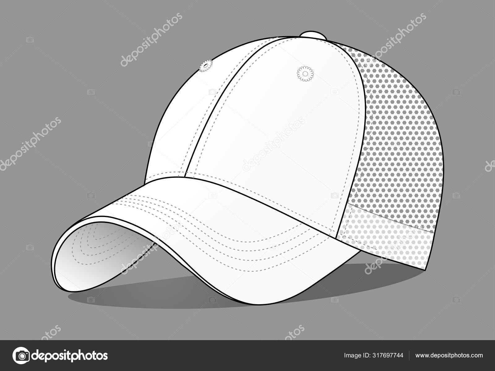 Panel Baseball Cap Mesh Back Template Gray Background Vector File Stock Vector by ©CasDesign