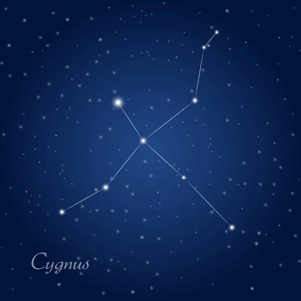 Στον Αστερισμό Του Cygnus Ουρανό Έναστρη Νύχτα — Διανυσματικό Αρχείο