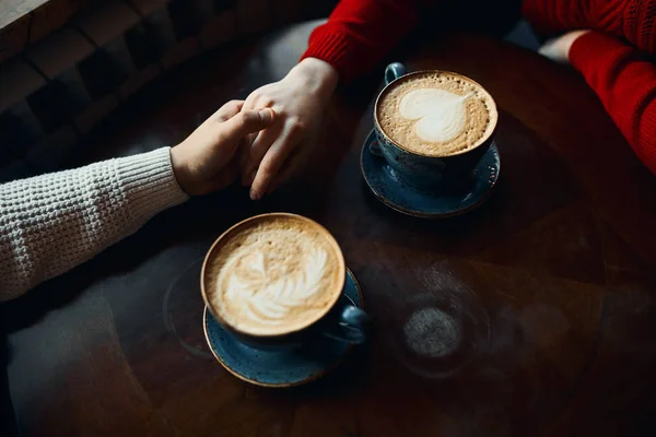 Warm yummy creamy and soft cappuccino makes your date unforgettable — Stock Photo, Image