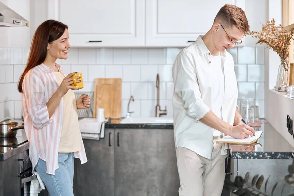 Young gifted ariter writing a poem, story for his girlfriend — Stock Photo, Image