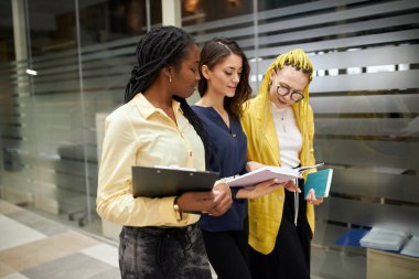 ambitious women concentrated on working at the office