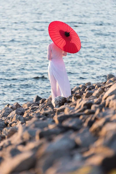 Vietnam kültürü ile vintage st geleneksel ile güzel kadın