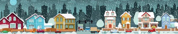 Vida en la ciudad (Invierno ) — Vector de stock