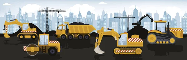 Heavy machinery in the city landscape Royalty Free Stock Vectors