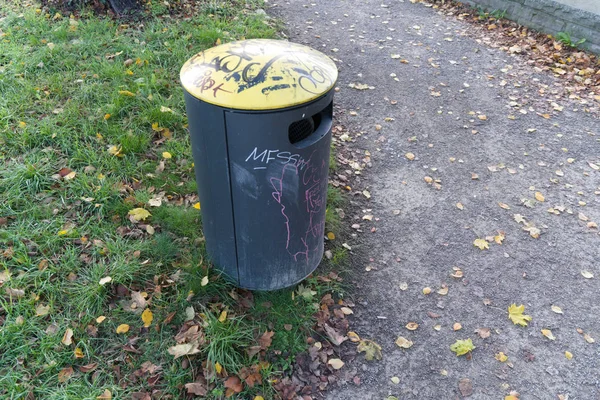 Trash bin garbage can in a city in germany