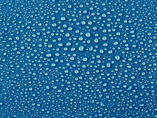 Krople Wody Niebieskim Tle — Zdjęcie stockowe