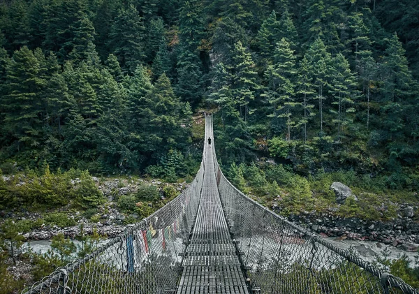 Uma Ponte Suspensa Nepal — Fotografia de Stock