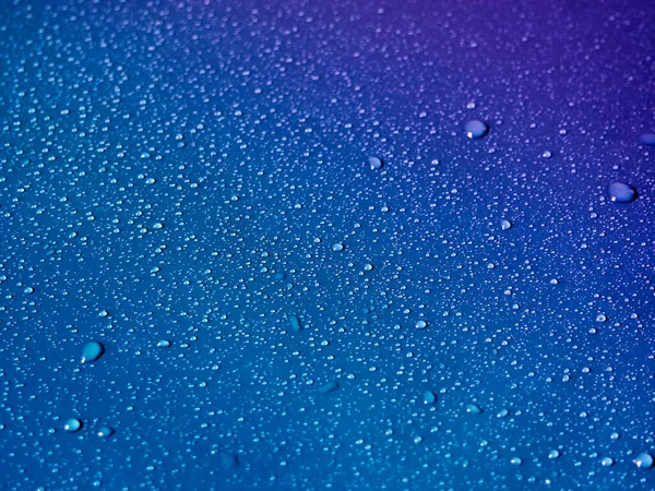 Gotas Água Fundo Azul — Fotografia de Stock