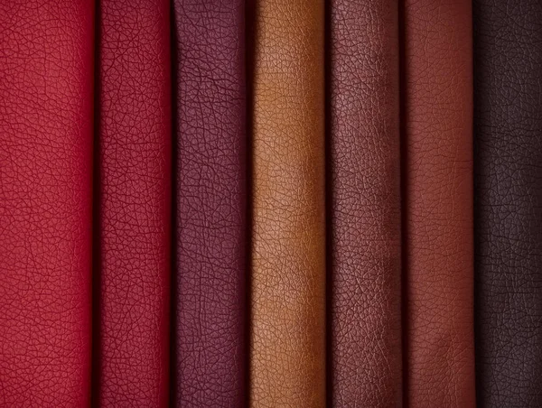 Leather samples in various colors.