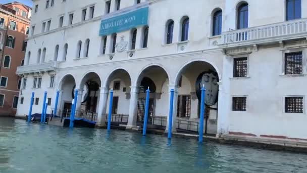 Venedig Venezia Segelbåt Nära Objekt Vid Havet Italien Oktober 2019 — Stockvideo