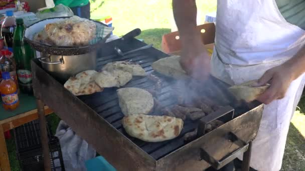 Assar Carne Cevap Churrasco Feira Comemoração Ovelhas Pramenka Montanha Vlasic — Vídeo de Stock