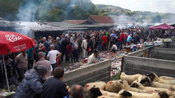 Ludzie Targach Bydła Turbe Bośnia Hercegowina Września 2019 — Wideo stockowe