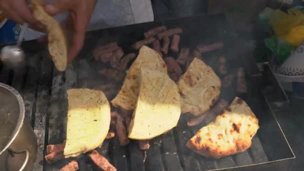 Asar Carne Cevap Barbacoa Celebración Feria Del Ganado 2019 — Vídeo de stock