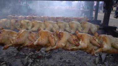 Kızarmış tavuklar tükürüklü Sığır Fuarı 'nda