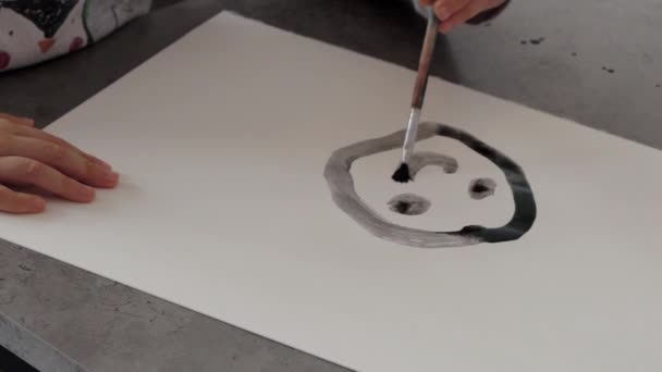 Pintura Infantil Trabajo Con Acuarelas — Vídeos de Stock