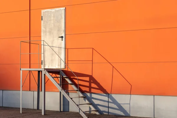 Emergency Exit Metal Stairs Facade Industrial Building Store Warehouse Logistics — Stock Photo, Image