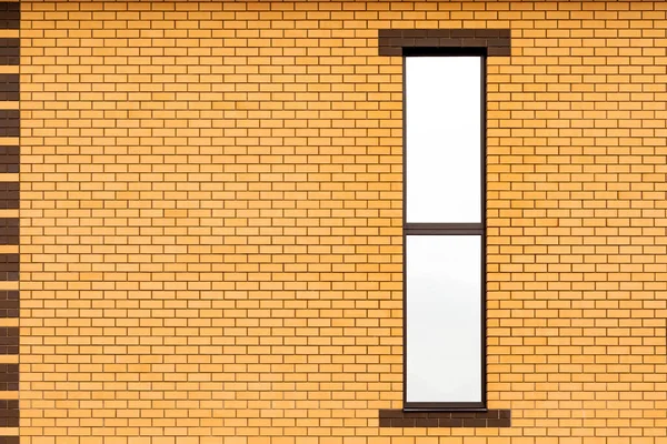 Vertical Window Yellow Brick Wall Fragment House Wall Construction Themed — Stock Photo, Image