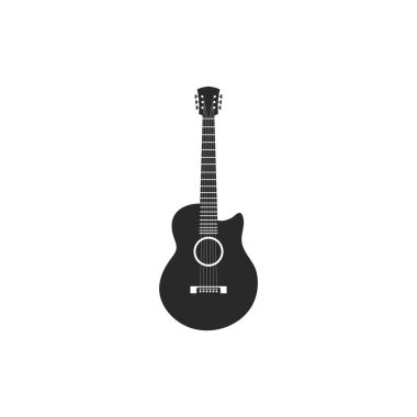 Gitar logosu şablon vektör resimleme 
